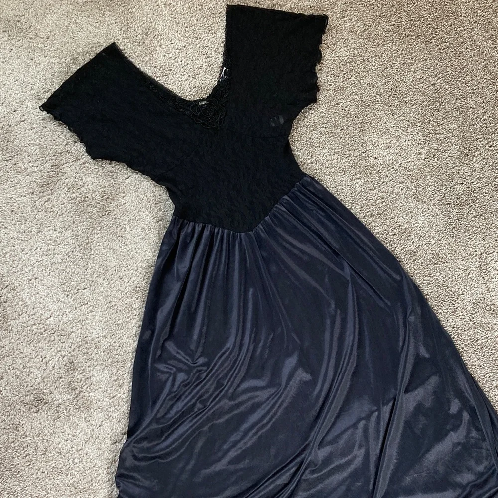Vintage 80s 90s Cinema Etoile Lace Basque Waist Balletcore Nightgown sz M